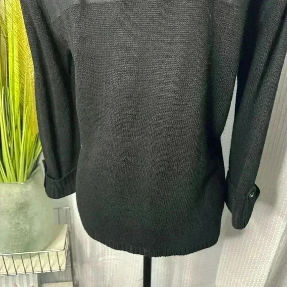 Pierre Cardin Women’s M Linen Button-Front Combo Black Sweater Shirt Jacket - Picture 7 of 10